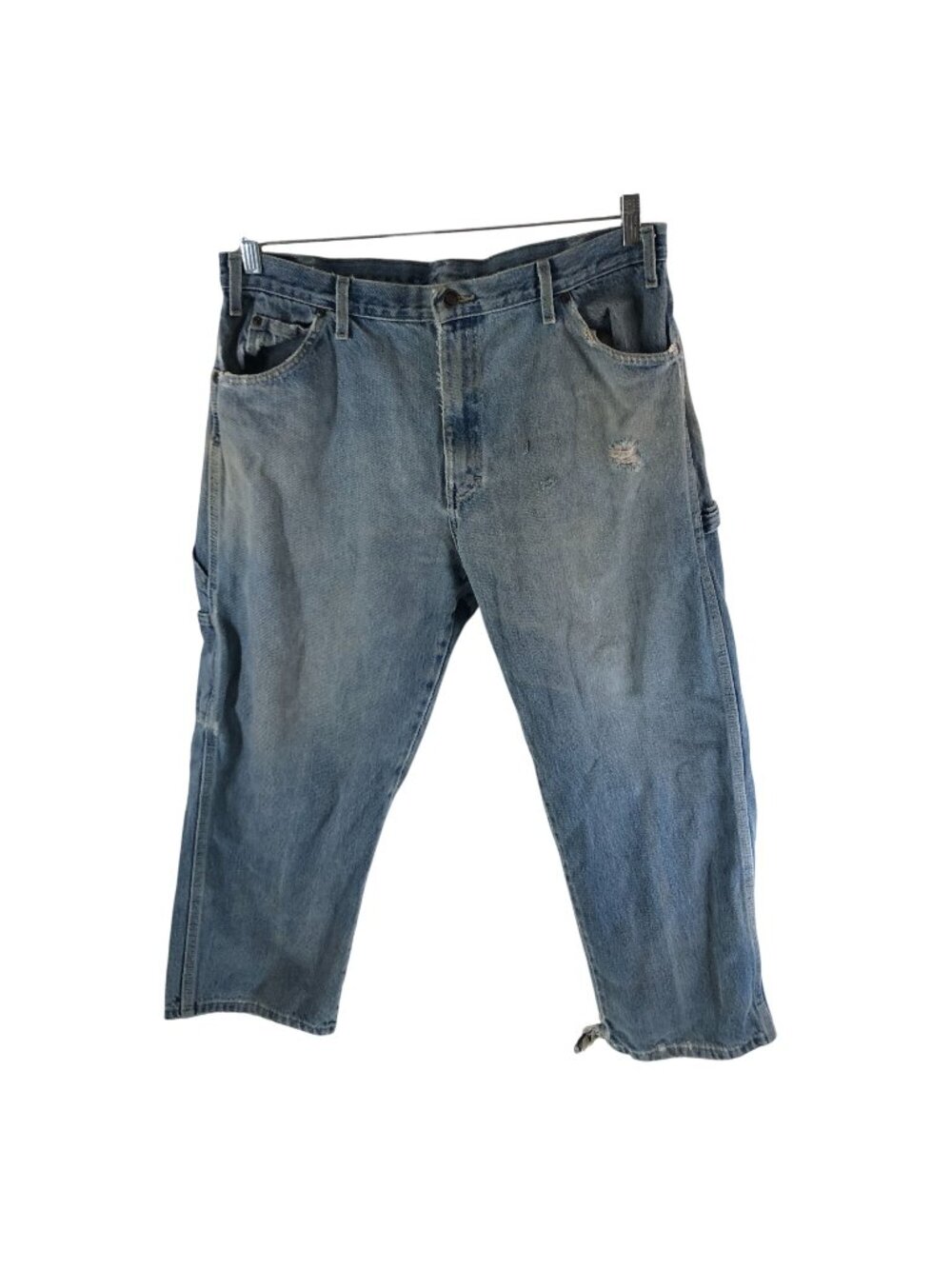 Dickies Mens Vintage Blue Denim Carpenter Jeans 36x30 Distressed Thrashed